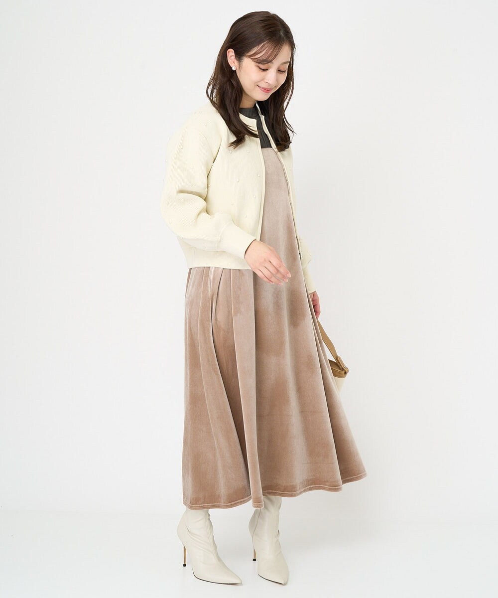 小さいサイズ】ベロアキャミワンピース/前後2way/洗える(ワンピース