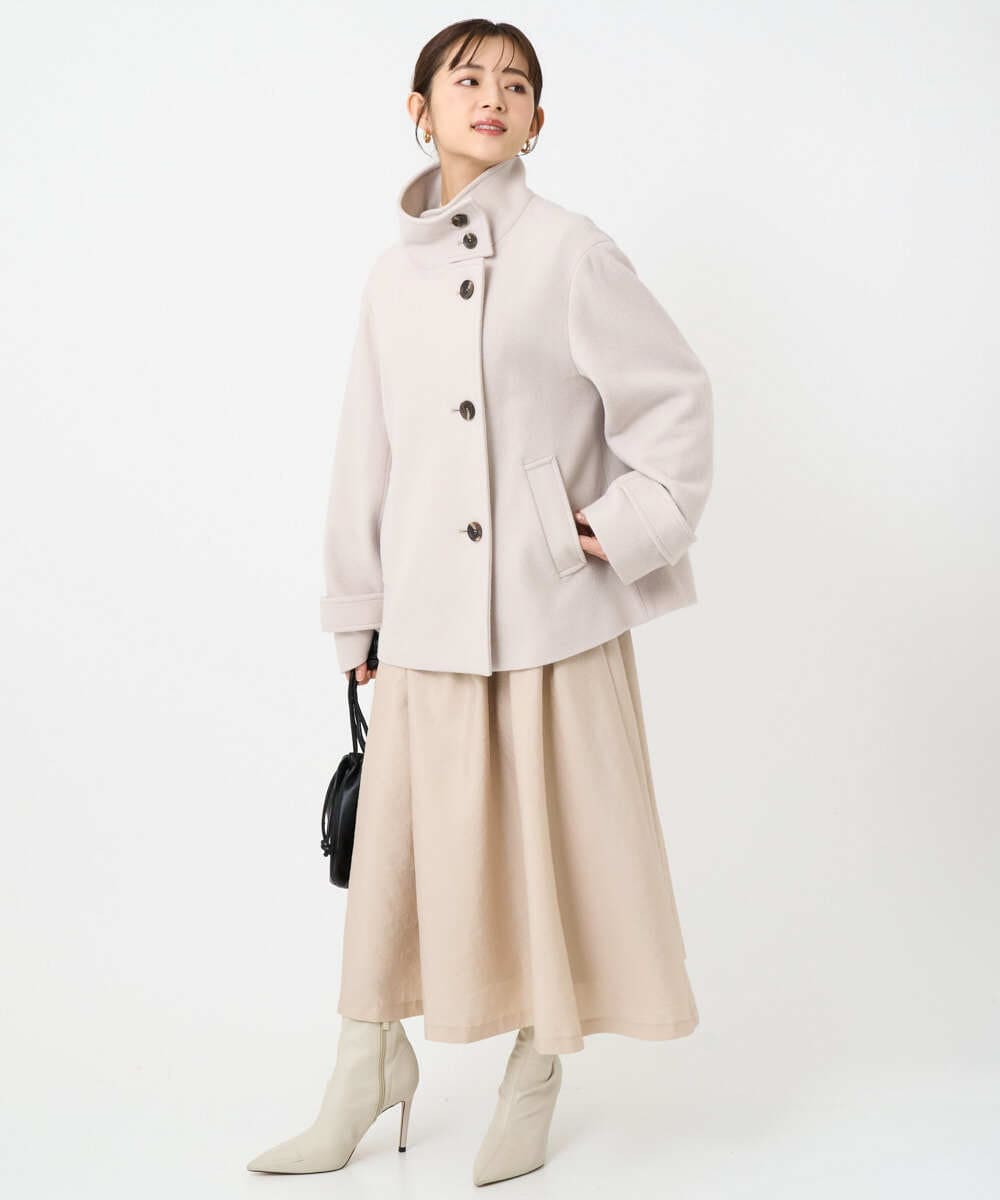 小さいサイズ】エアリアルウール スタンドカラーショートコート(その他