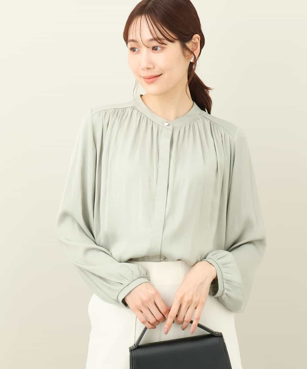 起毛サテンバンドカラーブラウス/洗える(ブラウス・シャツ) | MK