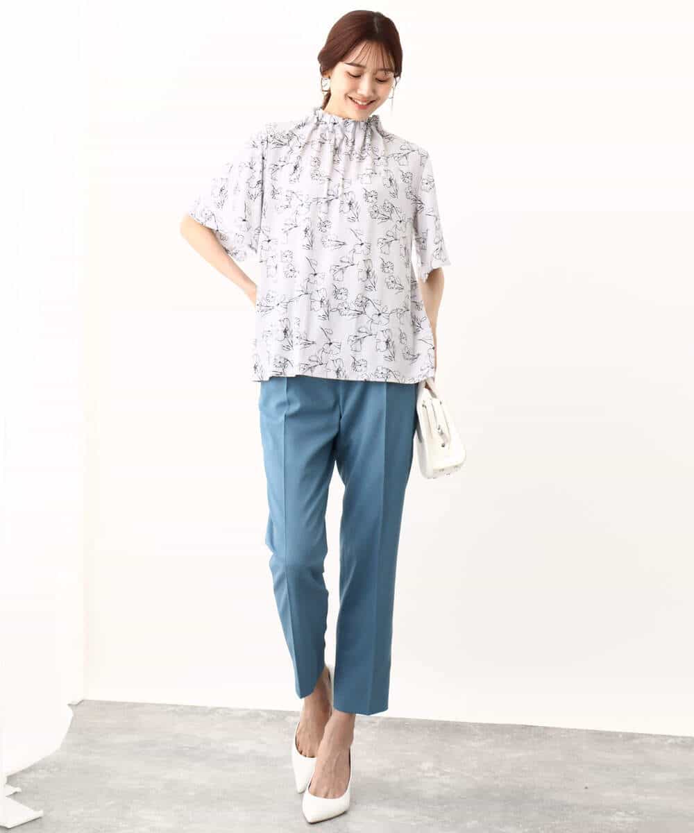 ラインフラワープリントブラウス/洗える(ブラウス・シャツ) | OFUON le