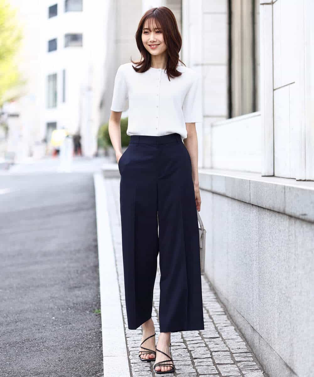 名品シリーズ]ストレッチワイドパンツ/洗える/WEB限定サイズ(ガウチョ