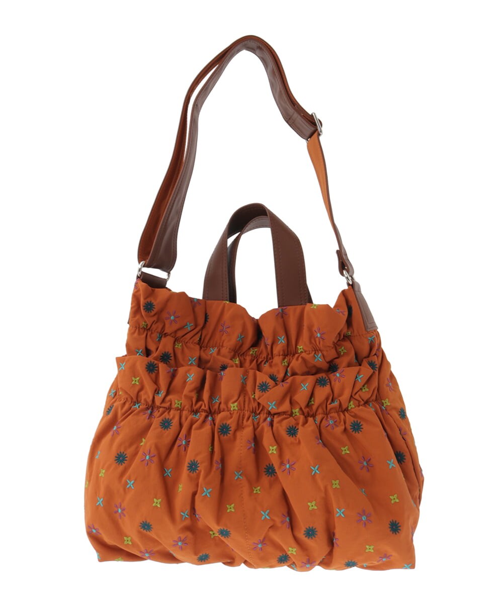 2WAY】フラワー刺繍ハンドル付きショルダーバッグ(ショルダーバッグ