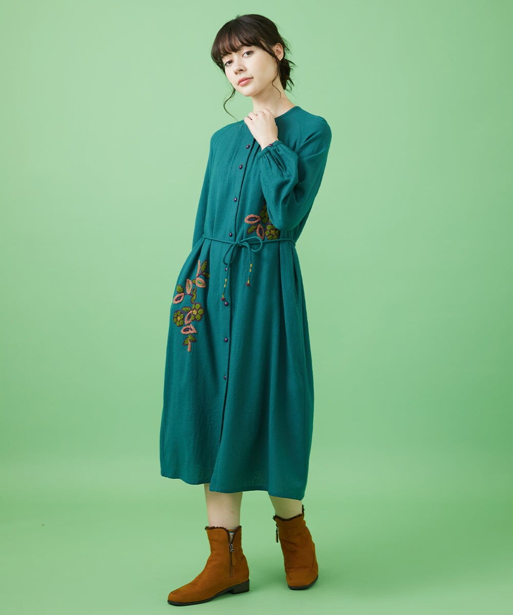 Calle インド刺繍ワンピース(ワンピース) | Jocomomola(ホコモモラ