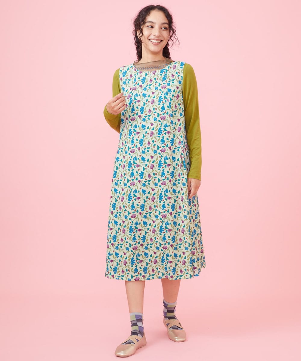 Pestinos フラワープリントノースリーブワンピース(ワンピース