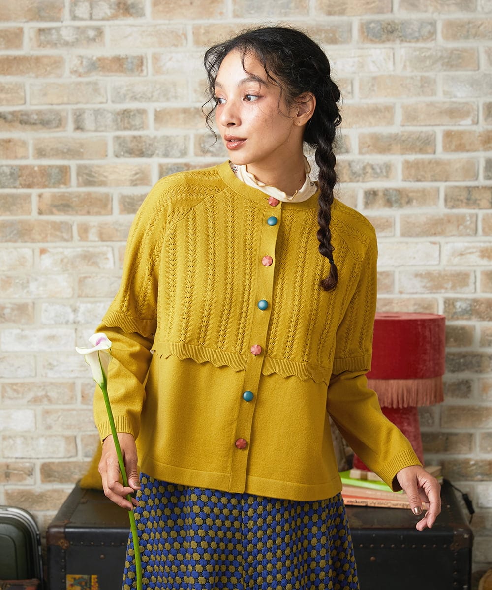 Feston スカラップニットカーディガン(カーディガン) | Jocomomola