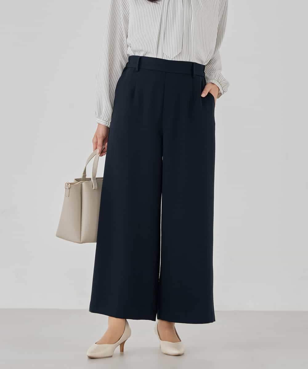 サテンワイドクロップドパンツ【洗える/速乾/毛玉になりにくい