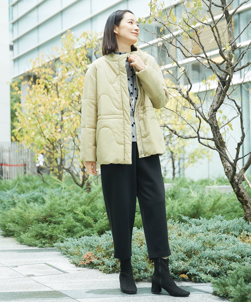 ウェーブナイロン中綿タフタコート(ノーカラーコート) | GIANNI LO