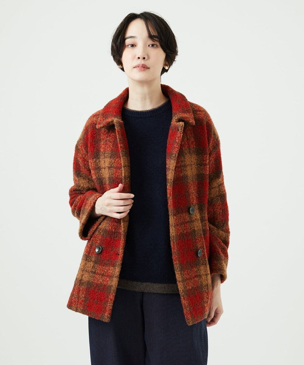 日本製]ループチェックウールコート(ピーコート) | GIANNI LO GIUDICE