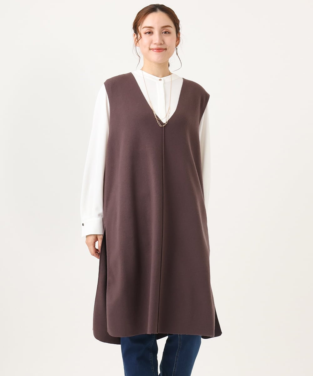 大きいサイズ】ロングニットベスト(ベスト・ジレ) | eur3(エウル