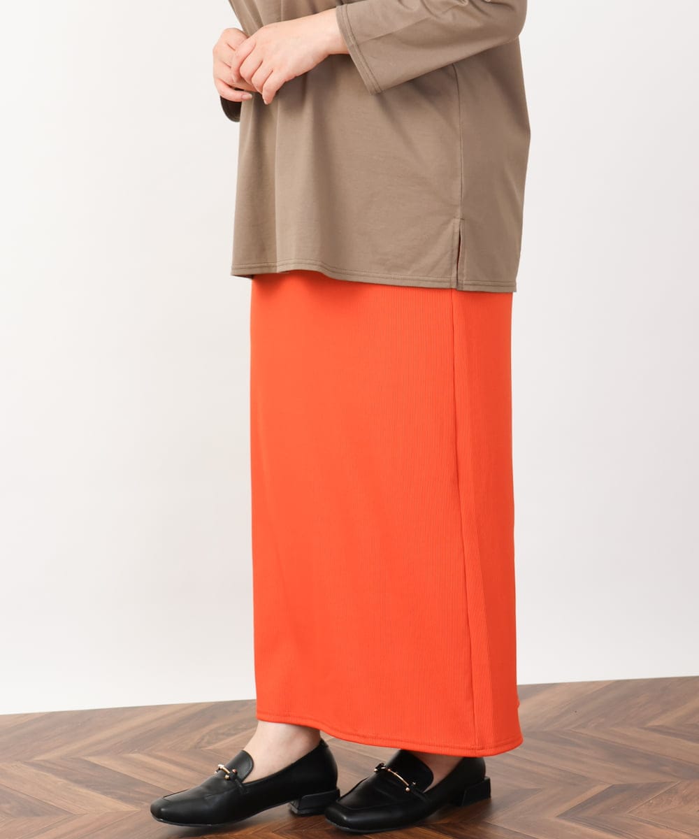 大きいサイズ】リブカットタイトスカート(ロング・マキシ丈スカート