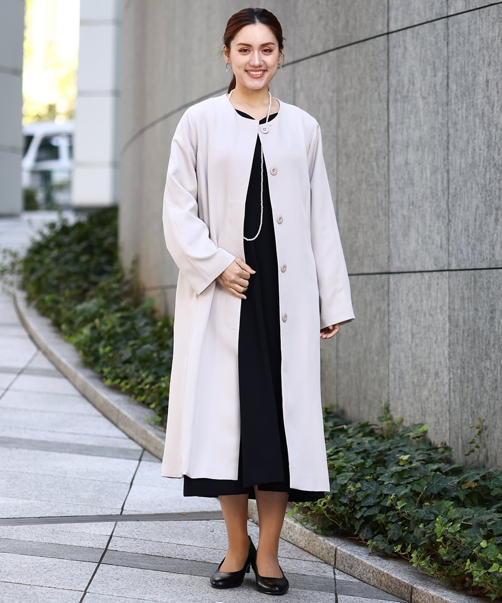 大きいサイズ】ノーカラーロングコート(ノーカラーコート) | eur3