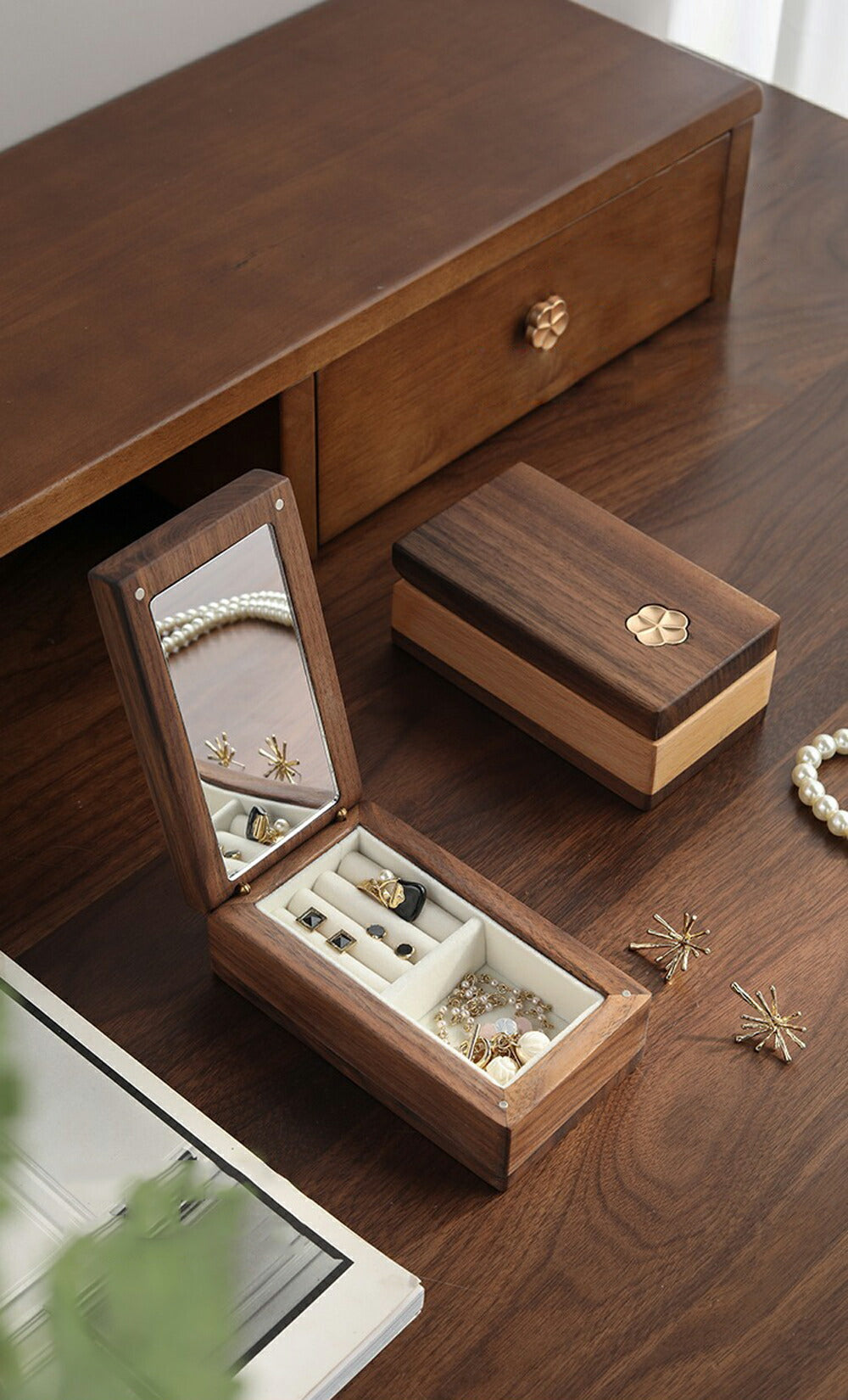 四つ葉のクローバー 月光宝箱 ピアスケース 指輪ケース 小 ジュエリー