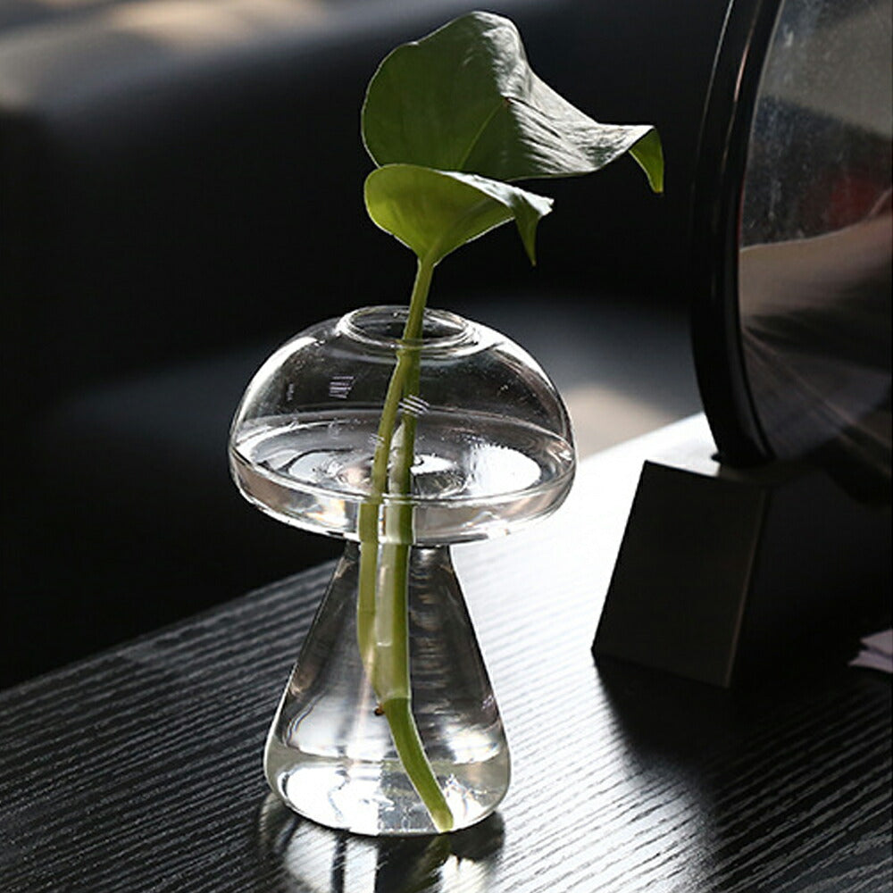 IwaiLoft 手作り キノコの花瓶 ガラス 一輪挿し フラワーベース ミニ
