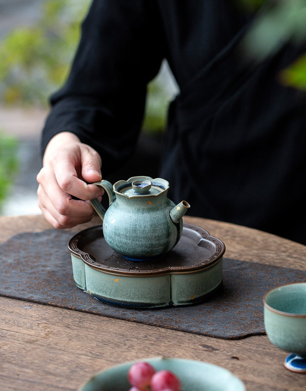 G989 作家物？在銘 陶印 手びねり 宝瓶 急須 茶道具 茶器 煎茶器