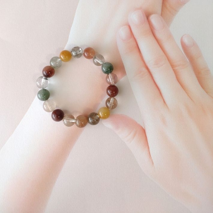 ミックスルチルクォーツのパワーストーン・ブレスレット10mm玉【福禄