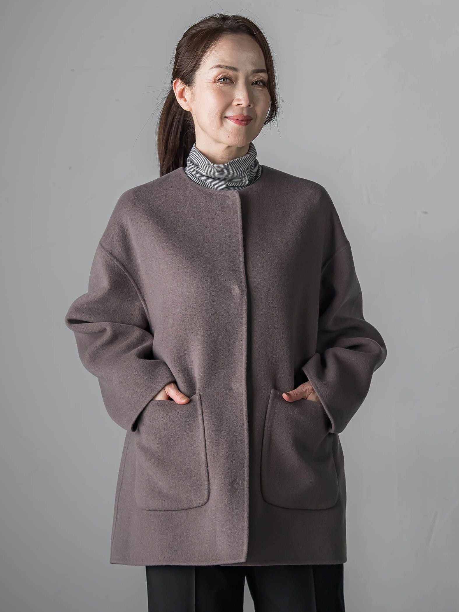 la.f...ラエフ ノーカラーリバーコート la.f（ラ・エフ） ノーカラーコート コート 「極」”軽さと贅沢な