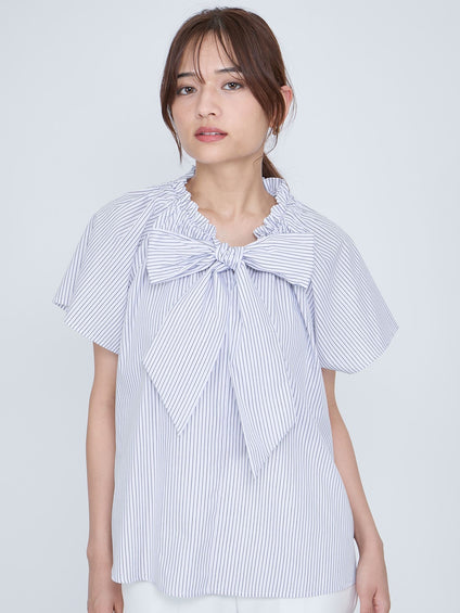 ボウタイリボンフレアスリーブブラウス≪洗濯機で洗える≫ | QUEENS
