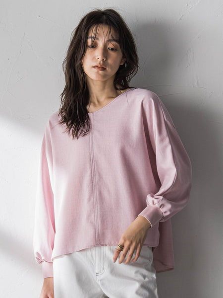 一瞬で楽とキレイを叶える】タンブラーオックスギャザー袖ブラウス