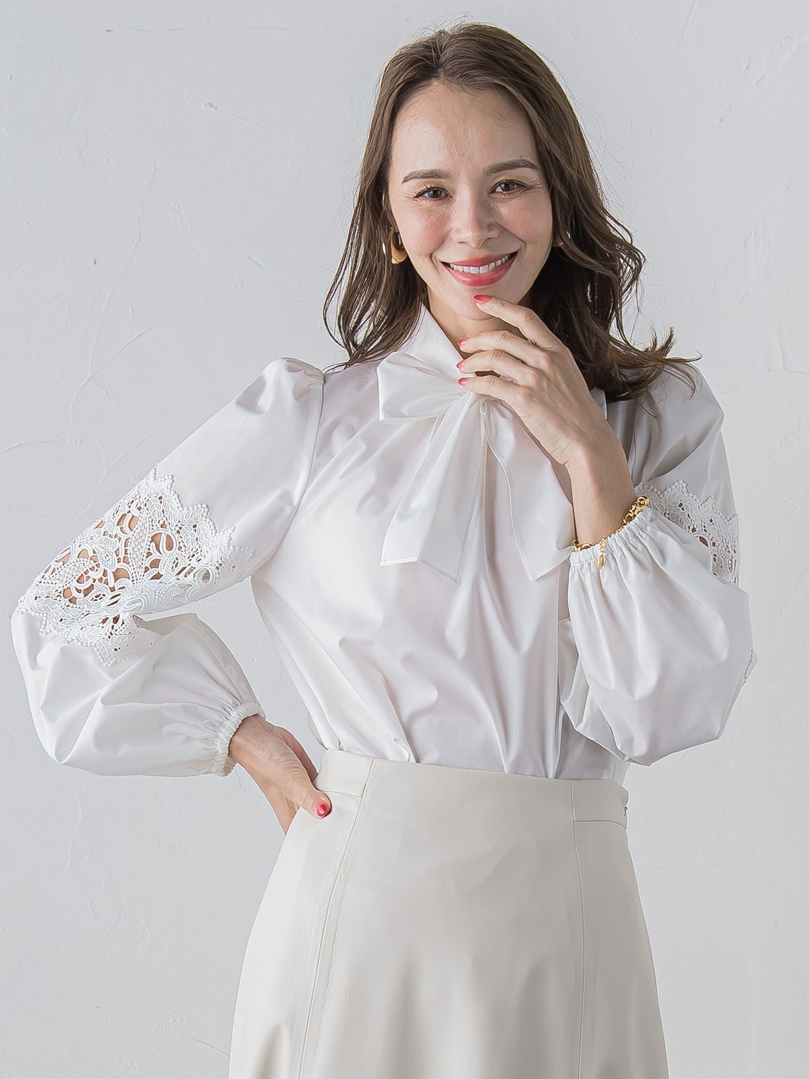 袖レースブラウス≪洗濯機で洗える≫ | Viaggio Blu（ビアッジョブルー