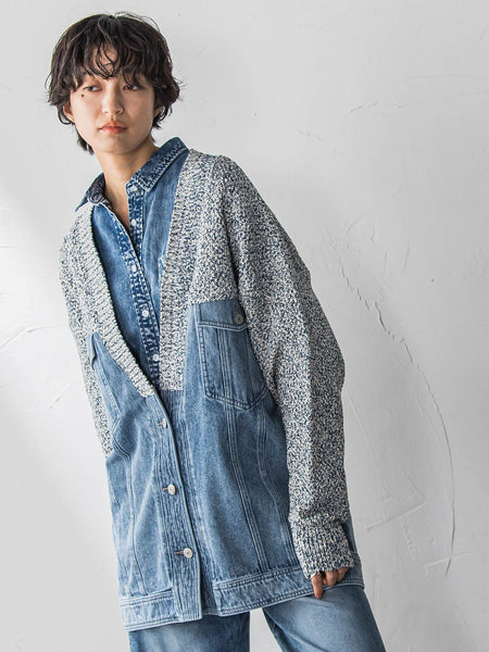 デニムドッキングニットカーディガン≪洗濯機で洗える≫ | MAYSON GREY