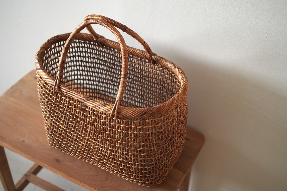 あけび こだし編 かご あけびの細目こだし編み丸かご - ウェブショップ