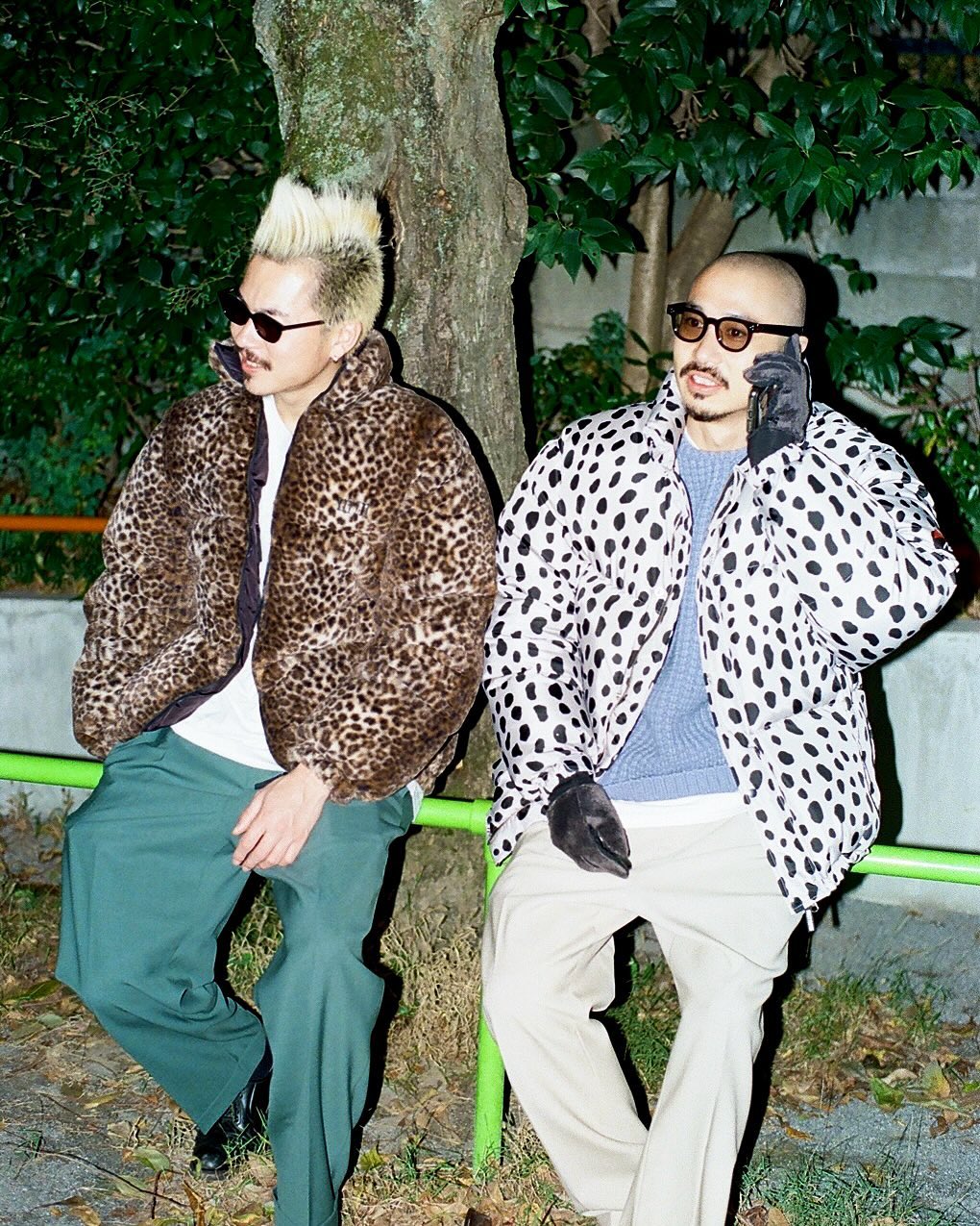 WACKO MARIA/NANGA / LEOPARD FUR DOWN JACKET（BEIGE）［レオパード