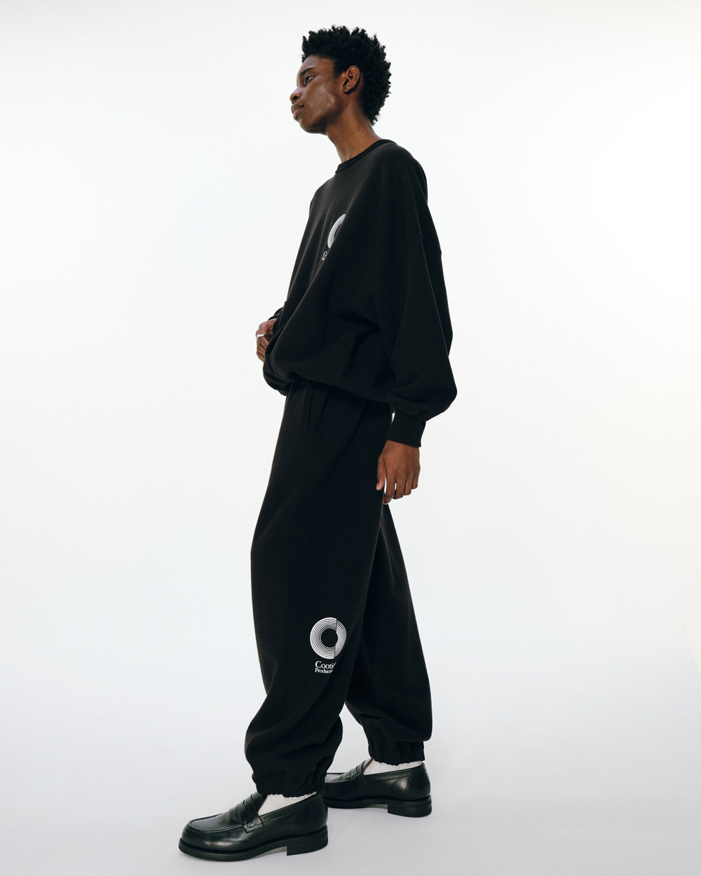 COOTIE PRODUCTIONS/Open End Yarn Heavy Oz Sweat Crew（Black