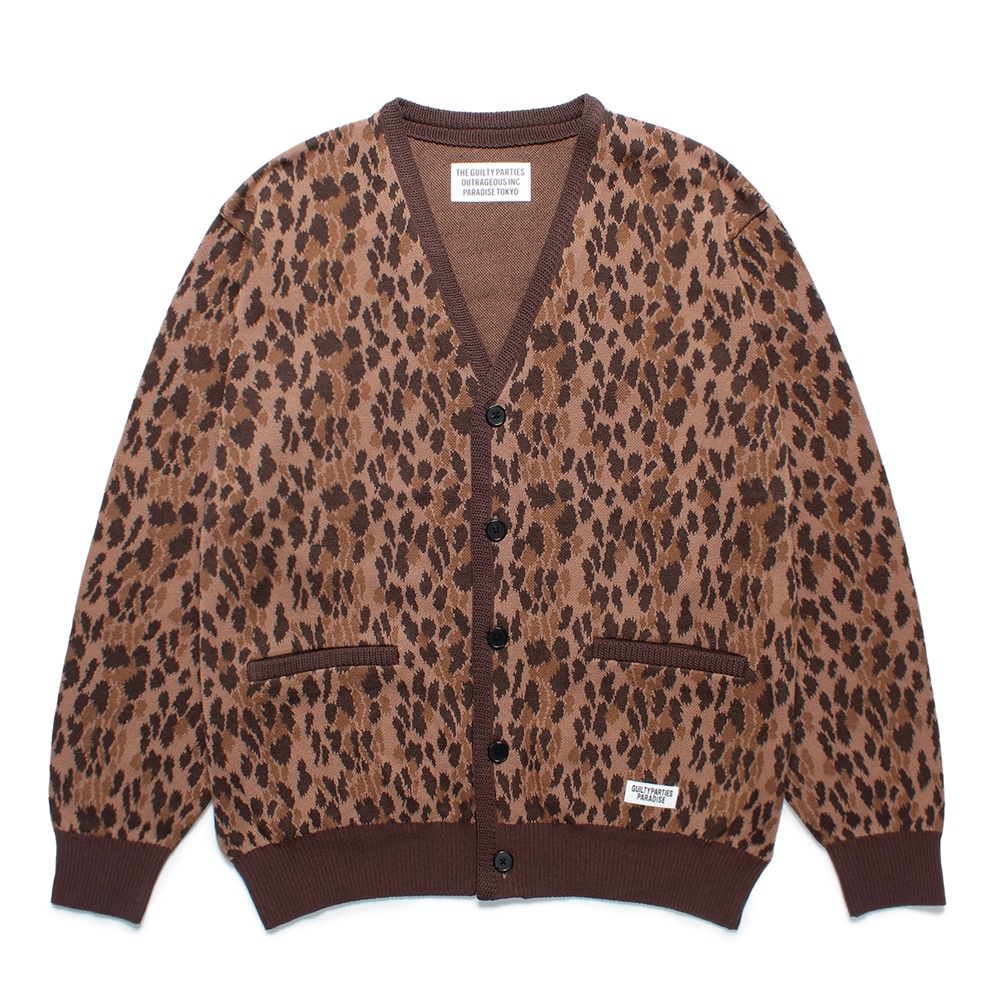 WACKO MARIA/LEOPARD JACQUARD KNIT CARDIGAN（BROWN）［レオパード