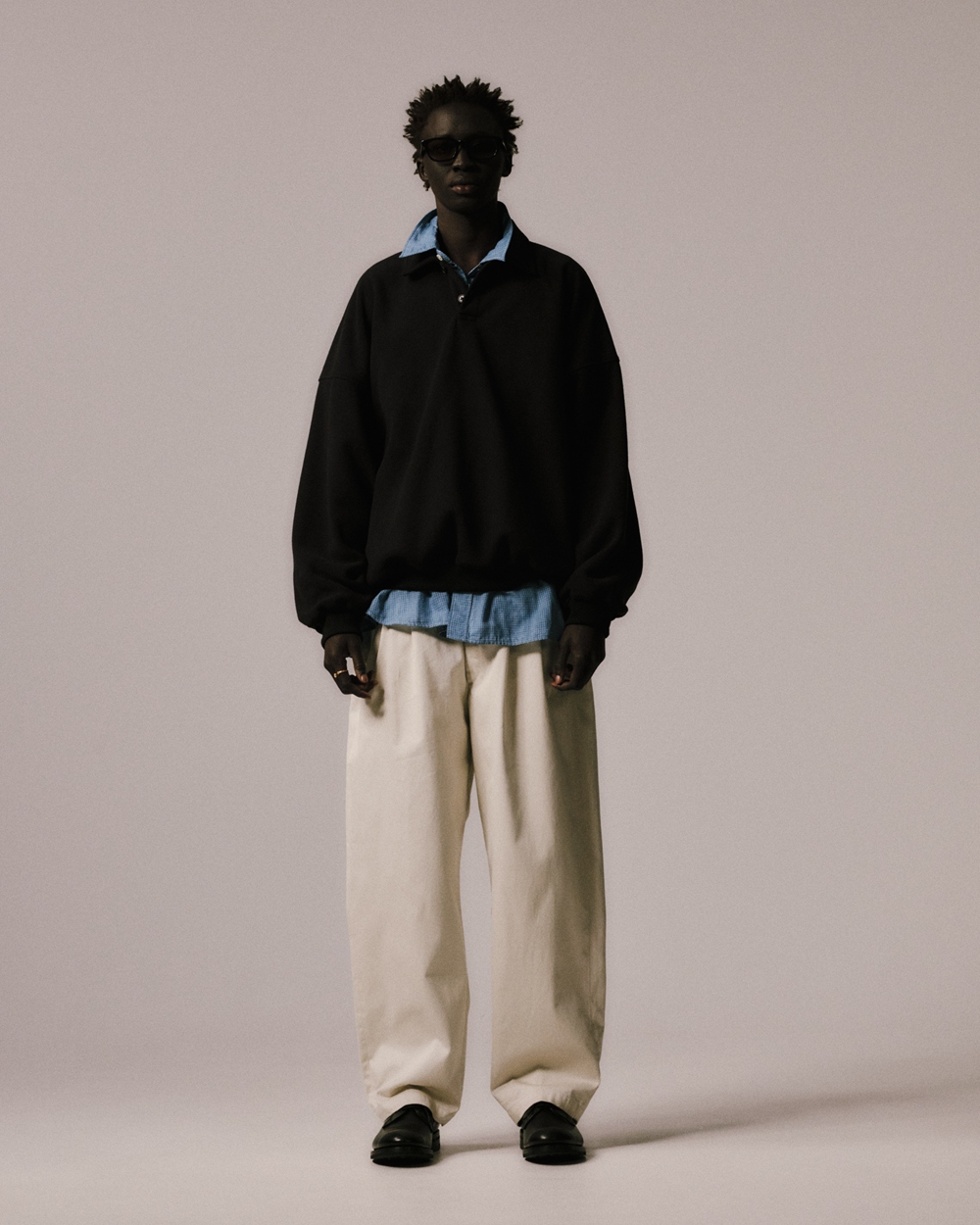 COOTIE PRODUCTIONS/Fleece Sweat Polo Shirt（Black）［フリースポロ