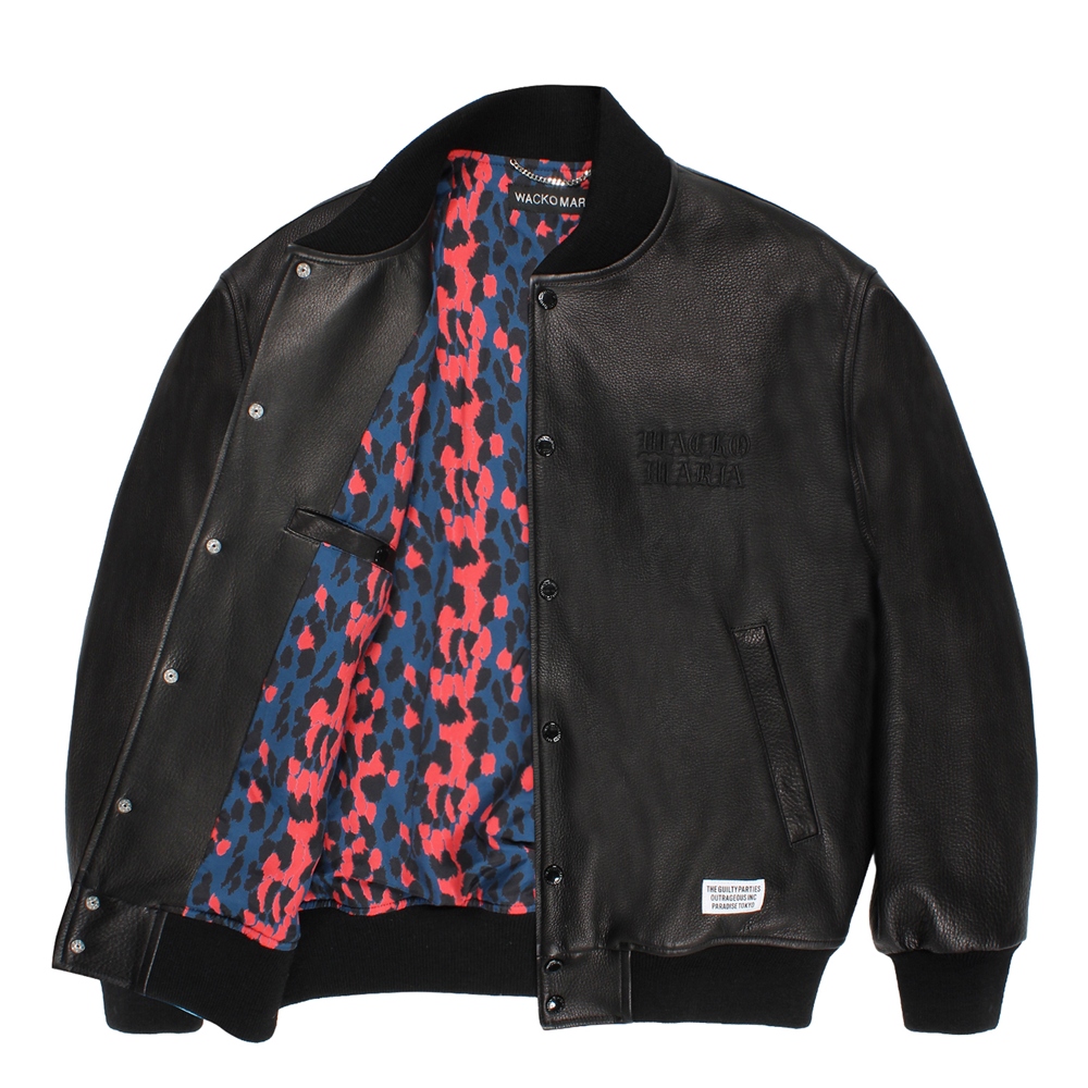 WACKO MARIA/LEATHER VARSITY JACKET（BLACK）［レザーヴァーシティJKT