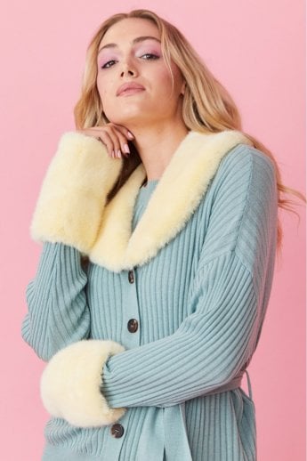 Cashmere Cardigan with Detachable Collar & Cuffs