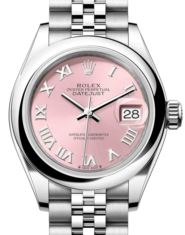 Rolex Lady-Datejust 28 279160 Pink Roman Domed Stainless Steel