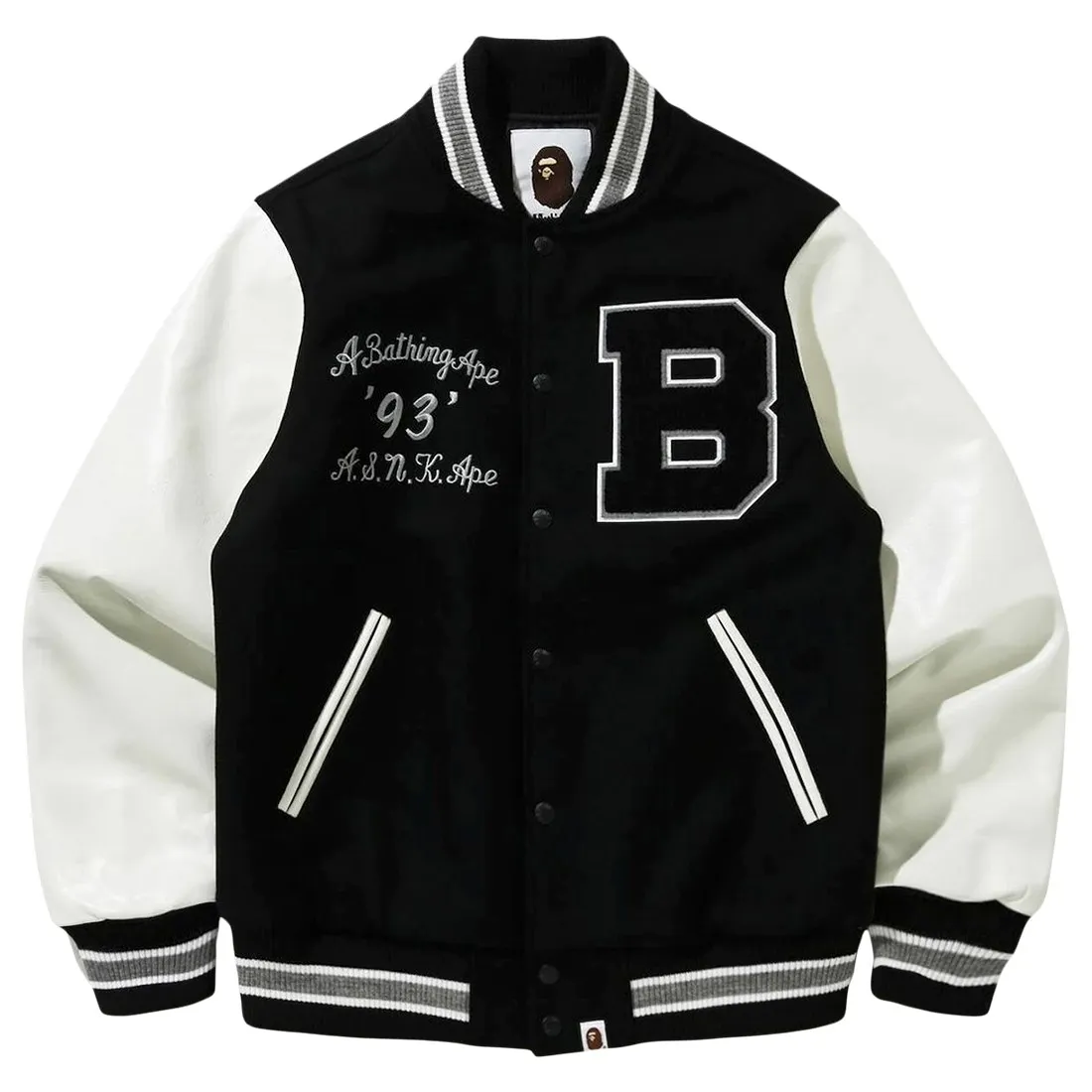 BAPE Black Varsity Jacket - A Bathing Ape- Jacket Hub