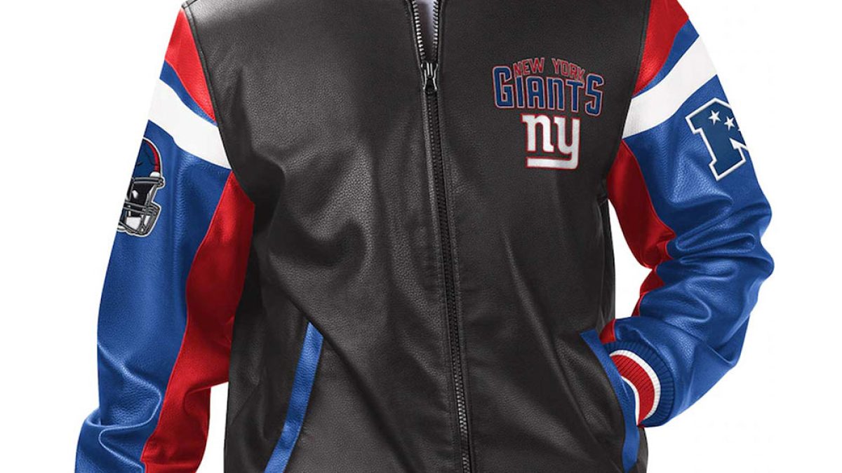 Full-Zip New York Giants Varsity Leather Jacket