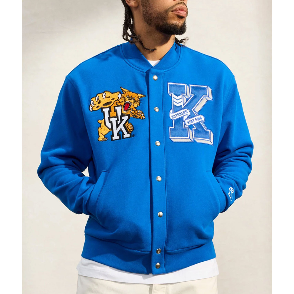 OVO Full-Snap Kentucky Wildcats Varsity Blue Fleece Jacket