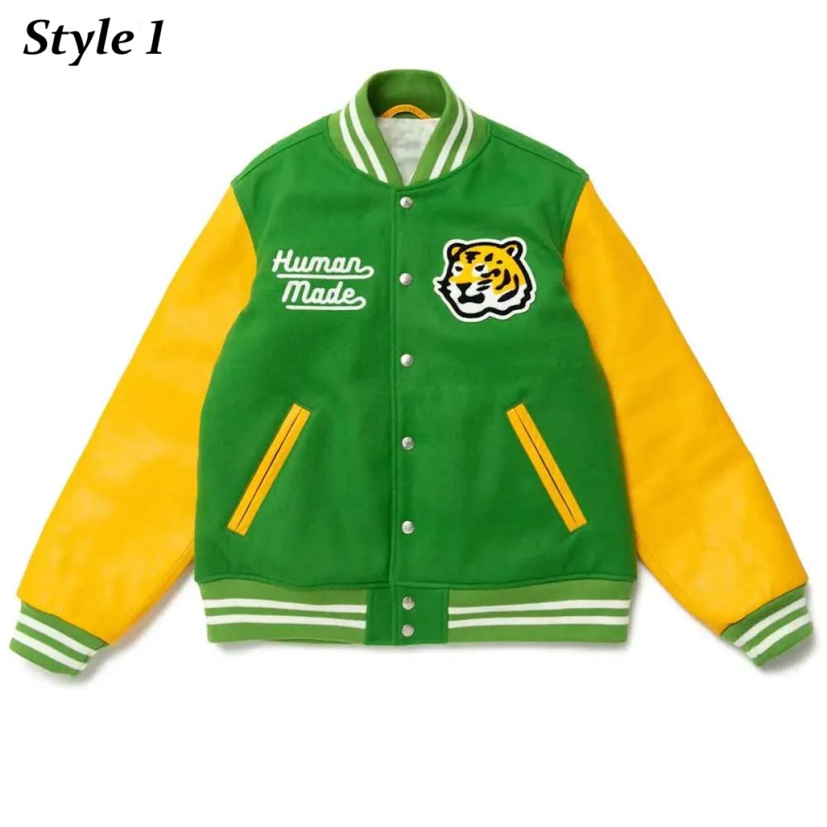 Hot Dog Tiger Human Made Green Varsity Jacket - Jackets Masters