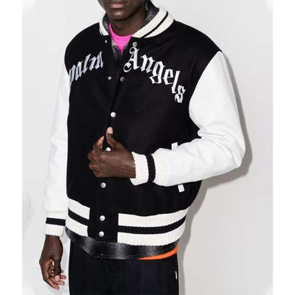 Black/White 50 Bear Palm Angels Varsity Jacket - Jackets Masters