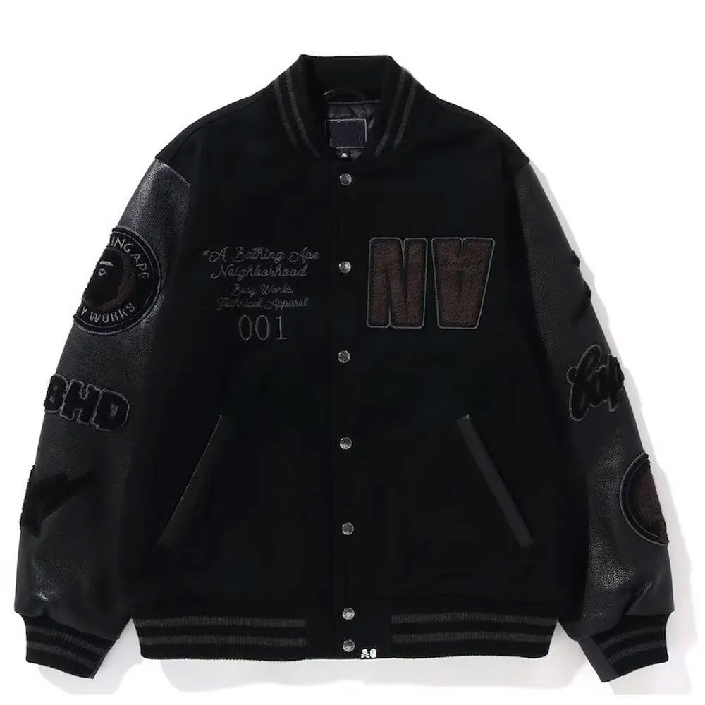 Blue/Black Bape Neighborhood Varsity Jacket