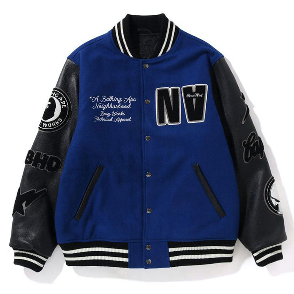 Blue/Black Bape Neighborhood Varsity Jacket