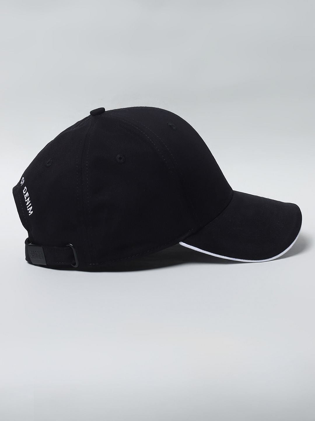 Buy Black Contrast Logo Print Baseball Cap for Men