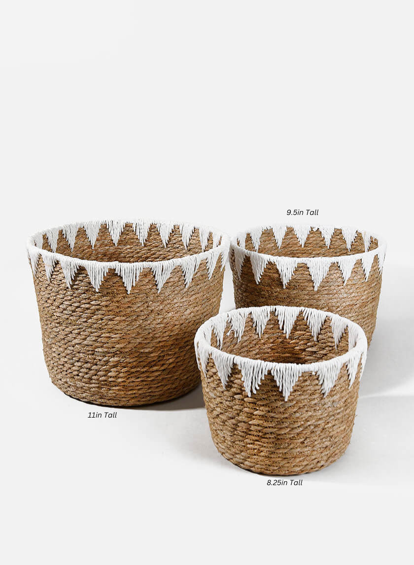 Small Dried Cattails Woven Basket Display Home Decor Accents