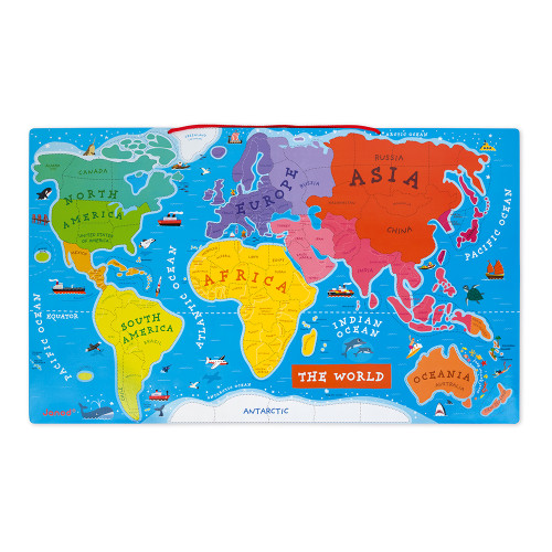 Magnetic World Map Puzzle English Version 92 pieces (wood)
