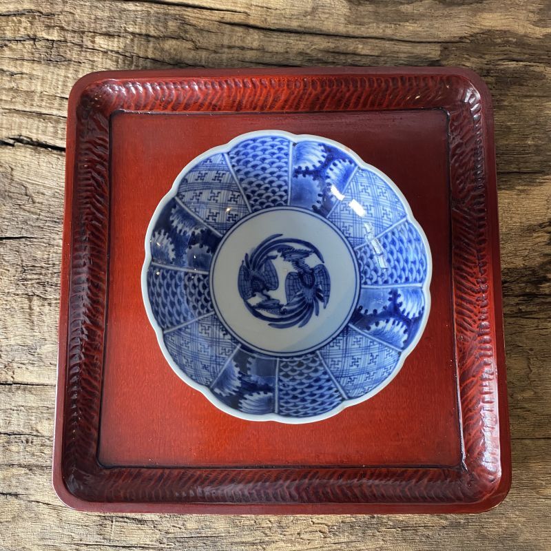 OUTLET】伊万里焼 染付 鳳凰 膾皿 鉢 煮物鉢 - ジャパニーズ