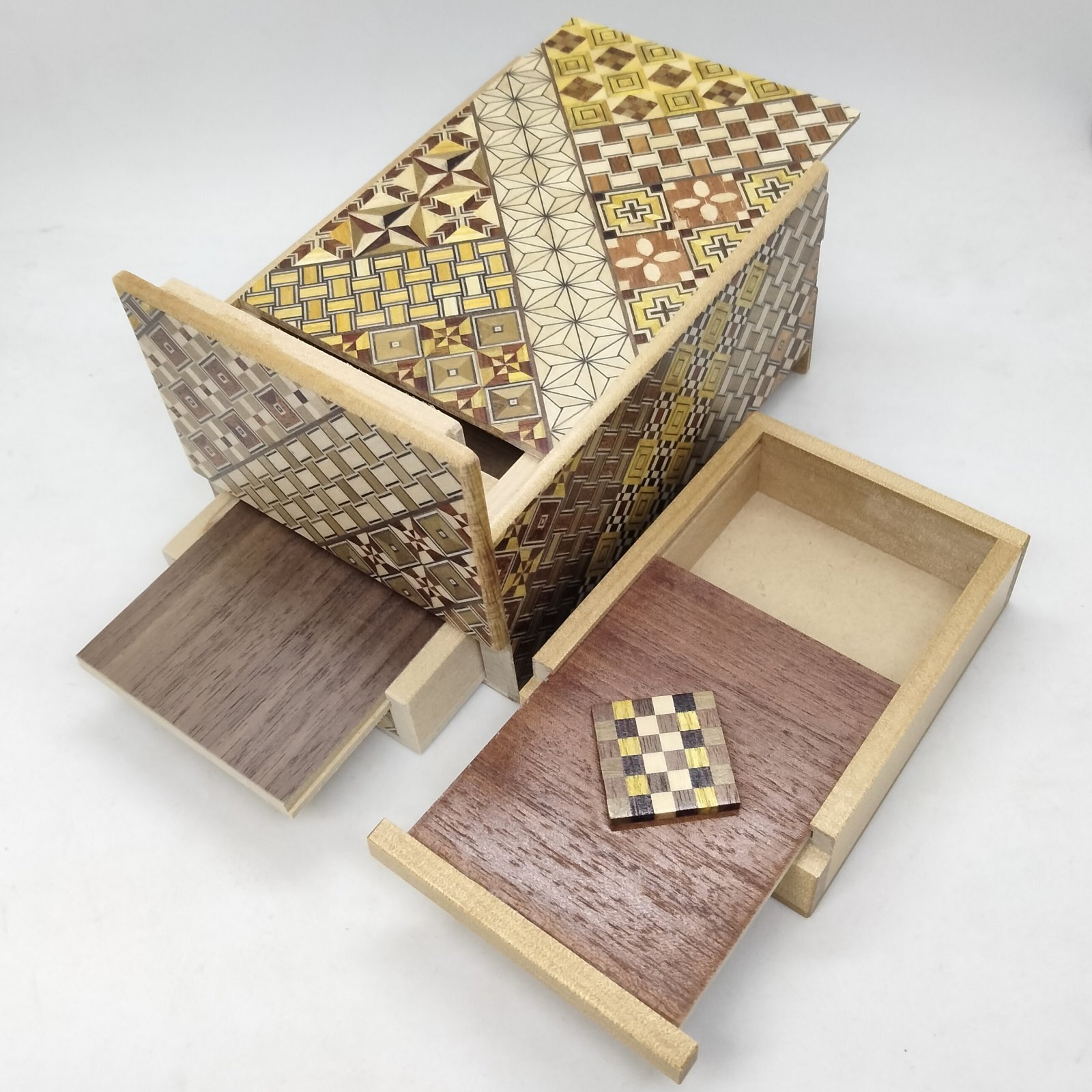 Drawer 10 steps Nested-box yosegi 5 sun Japanese puzzle box