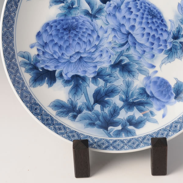 Japan Pottery Net / 鍋島染付菊文尺皿