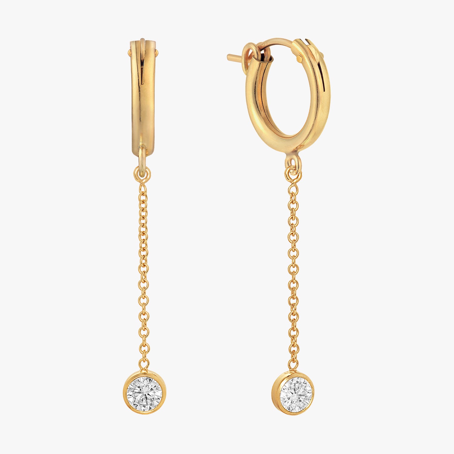 Hoop Bezel Chain Earrings – J&CO Jewellery