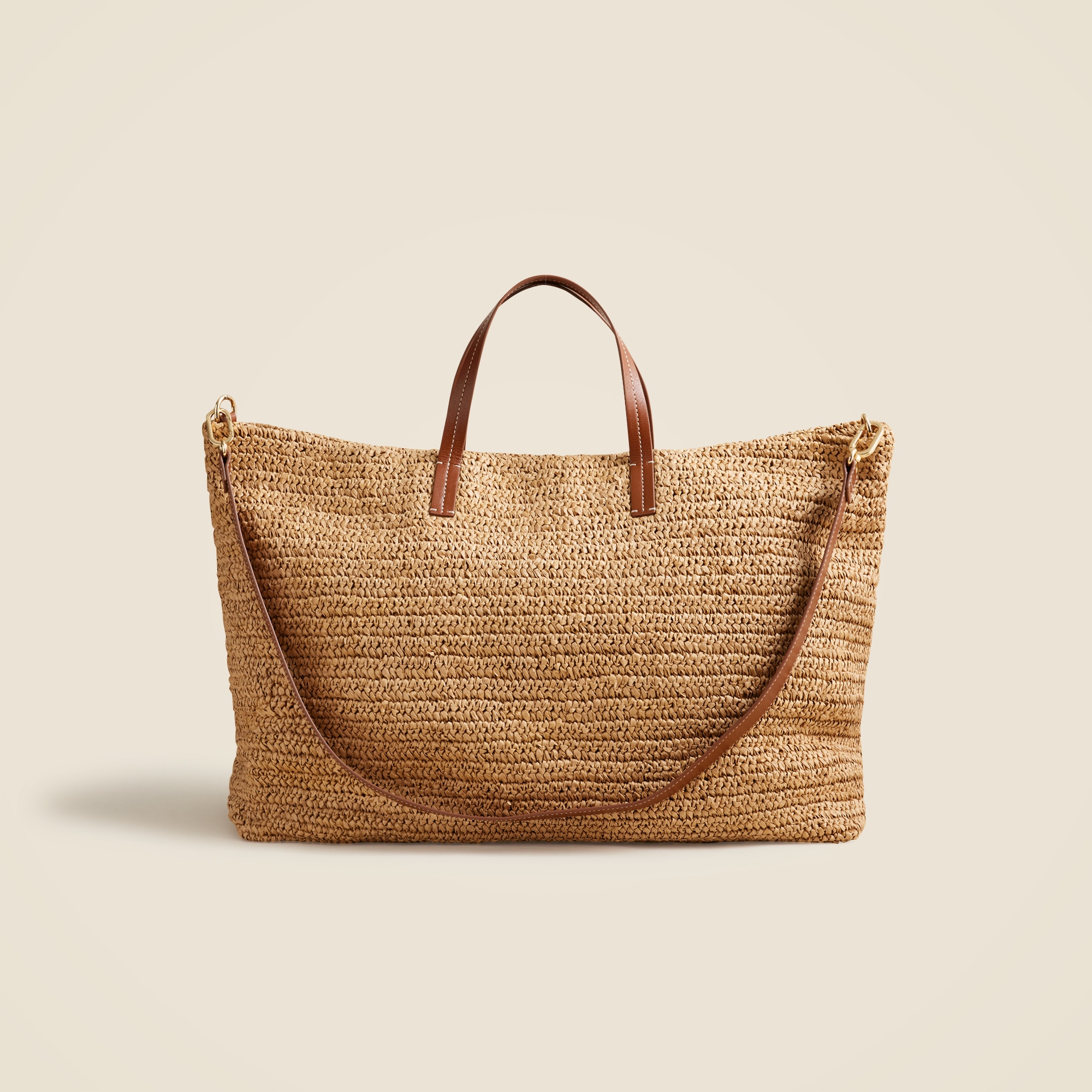Palma Overnight Tote In Handknotted Straw And Leather For Women