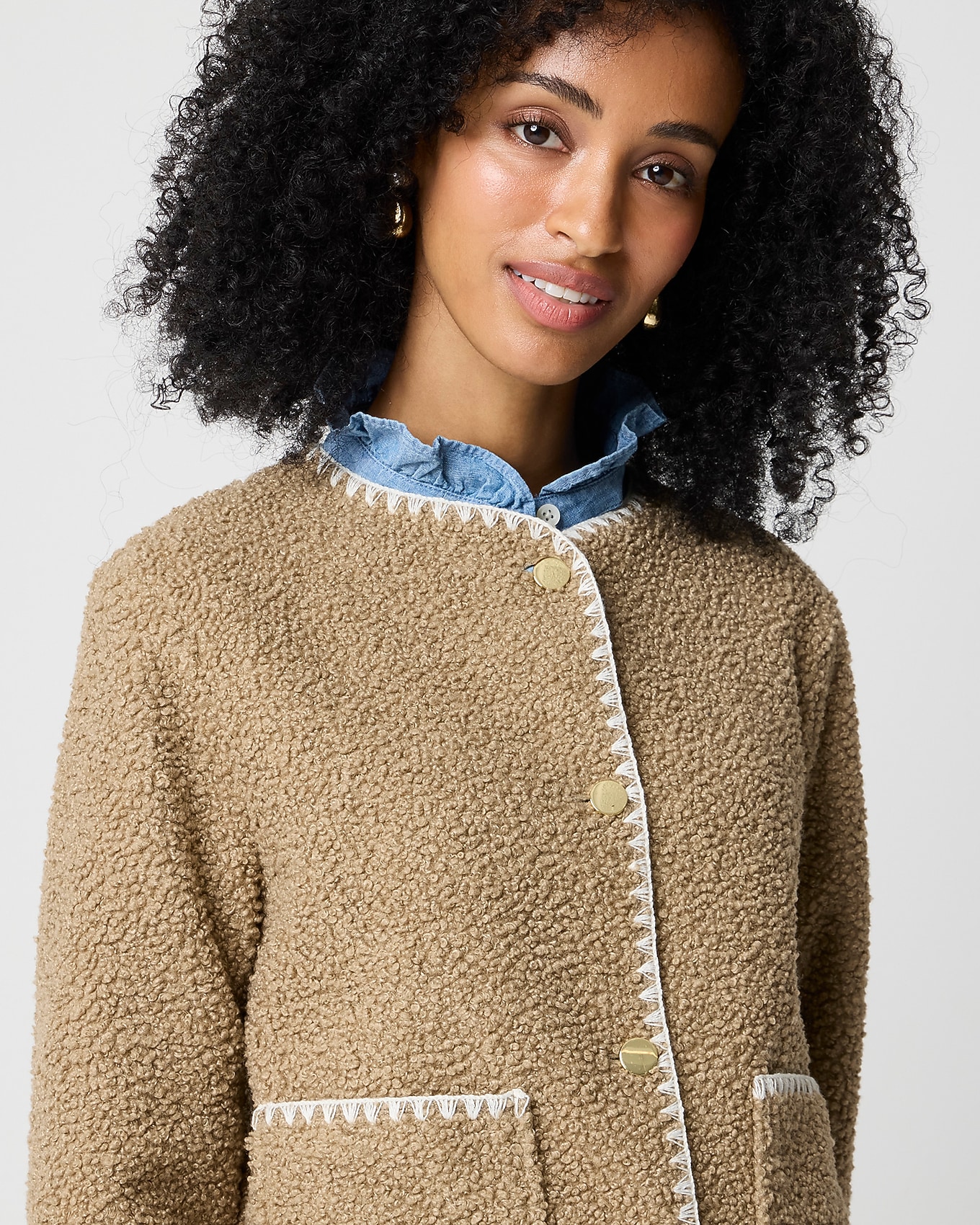 Sherpa Blanket-stitch Jacket For Women | Factory