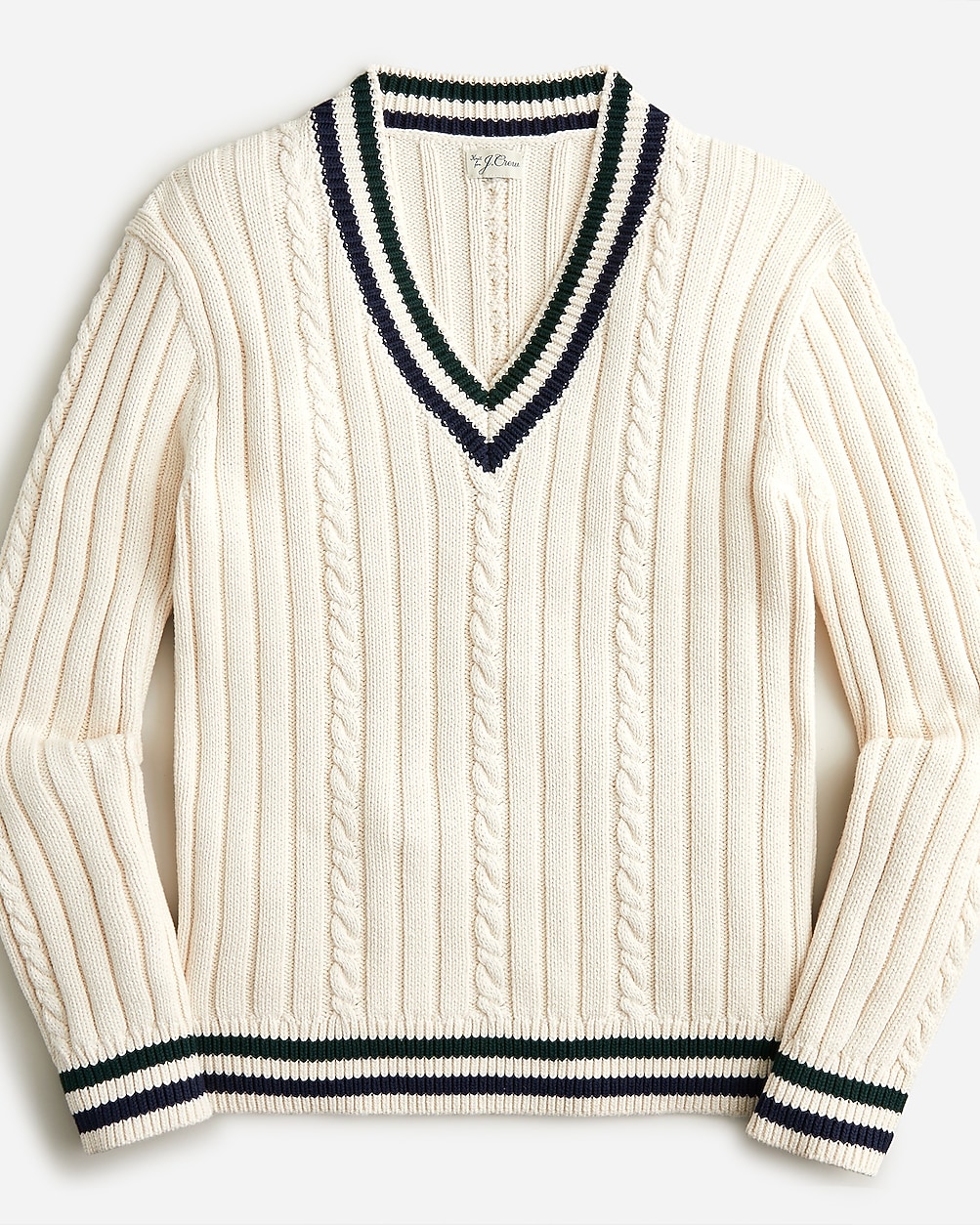 Heritage Cotton Cable-knit V-neck Sweater For Men | J.Crew