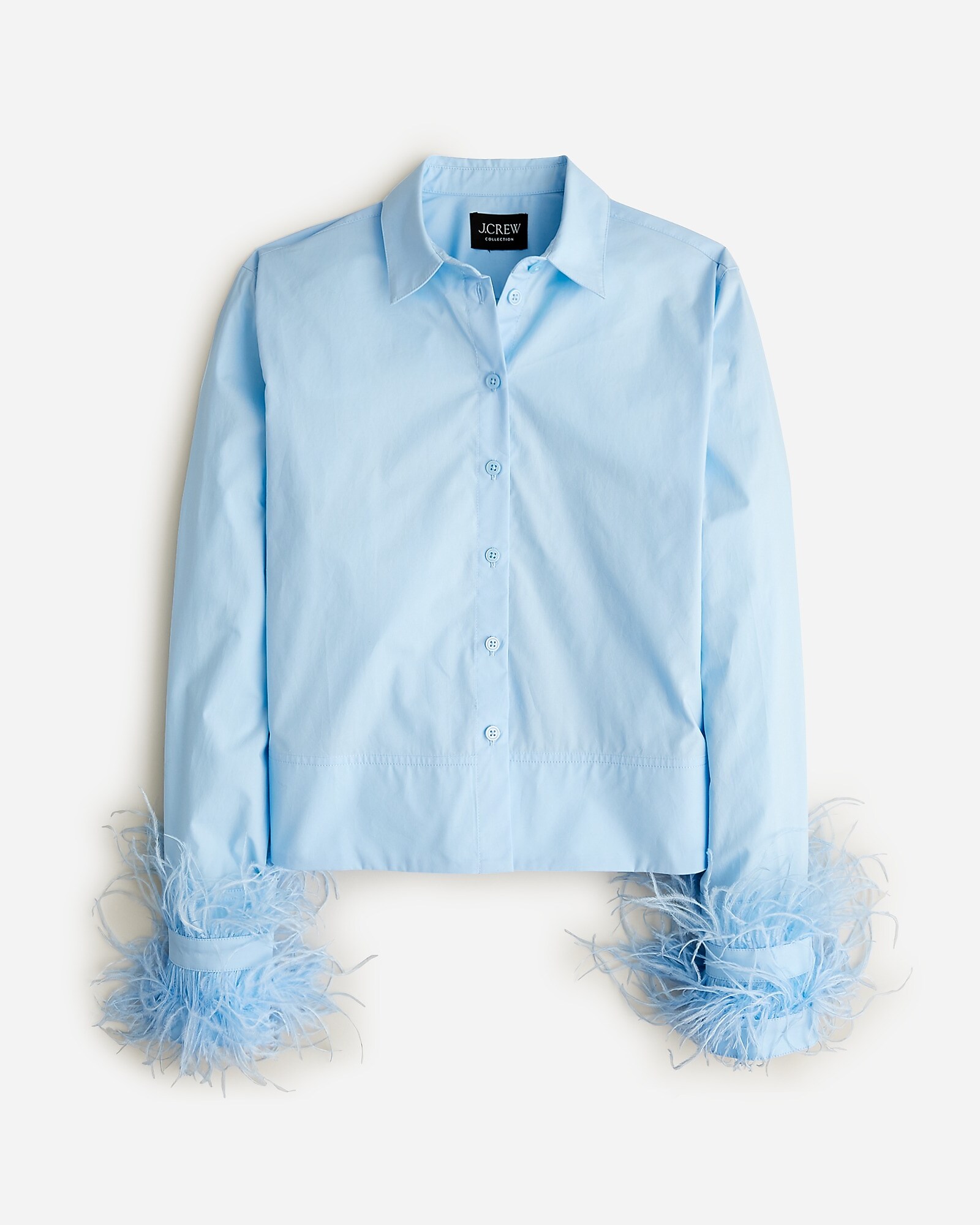 Collection Cropped Feather-trim Garçon Shirt For Women | J.Crew